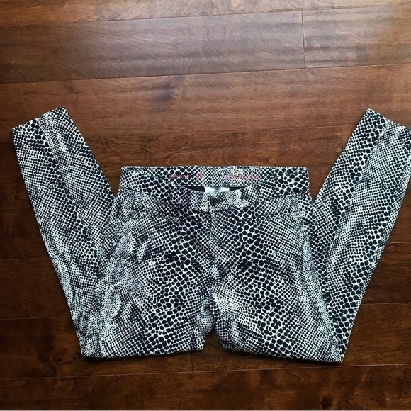 Gap Super Skinny Skimmer Khaki Navy and Snake Print Pants, Size 4 - Picture 1 of 10